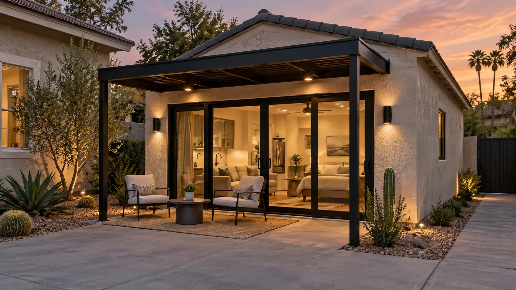 Phoenix residential garage converted into a compact guest suite